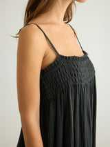 Kaya Smocked Maxi Dress - Charcoal - Sumiye Co