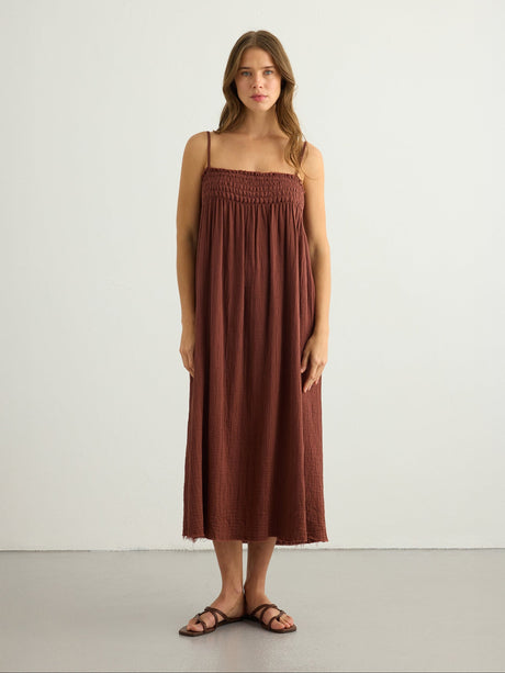 Kaya Smocked Maxi Dress - Terracotta - Sumiye Co
