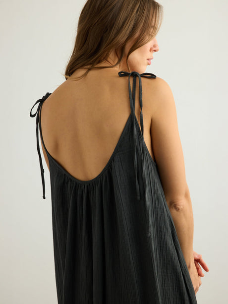 Kaya Tie Strap Maxi Dress - Charcoal - Sumiye Co