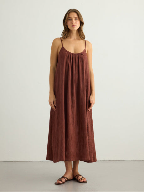 Kaya Tie Strap Maxi Dress - Terracotta - Sumiye Co