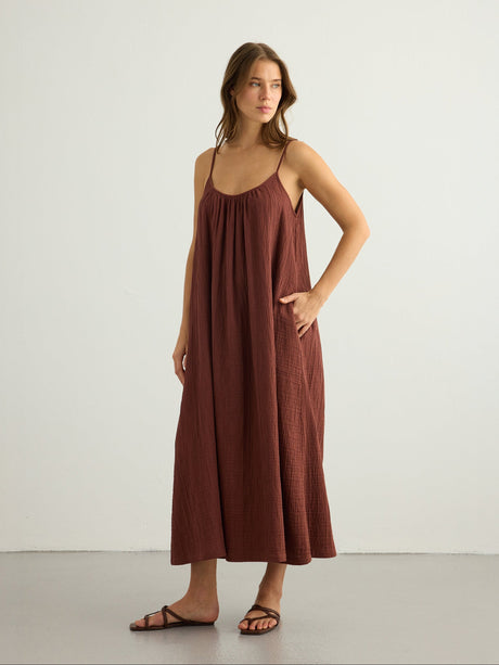 Kaya Tie Strap Maxi Dress - Terracotta - Sumiye Co