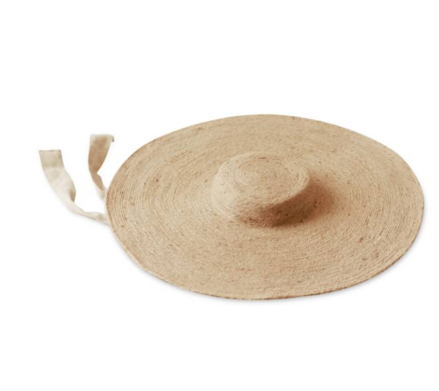 Wide Brim Jute Straw Hat In Natural Beige