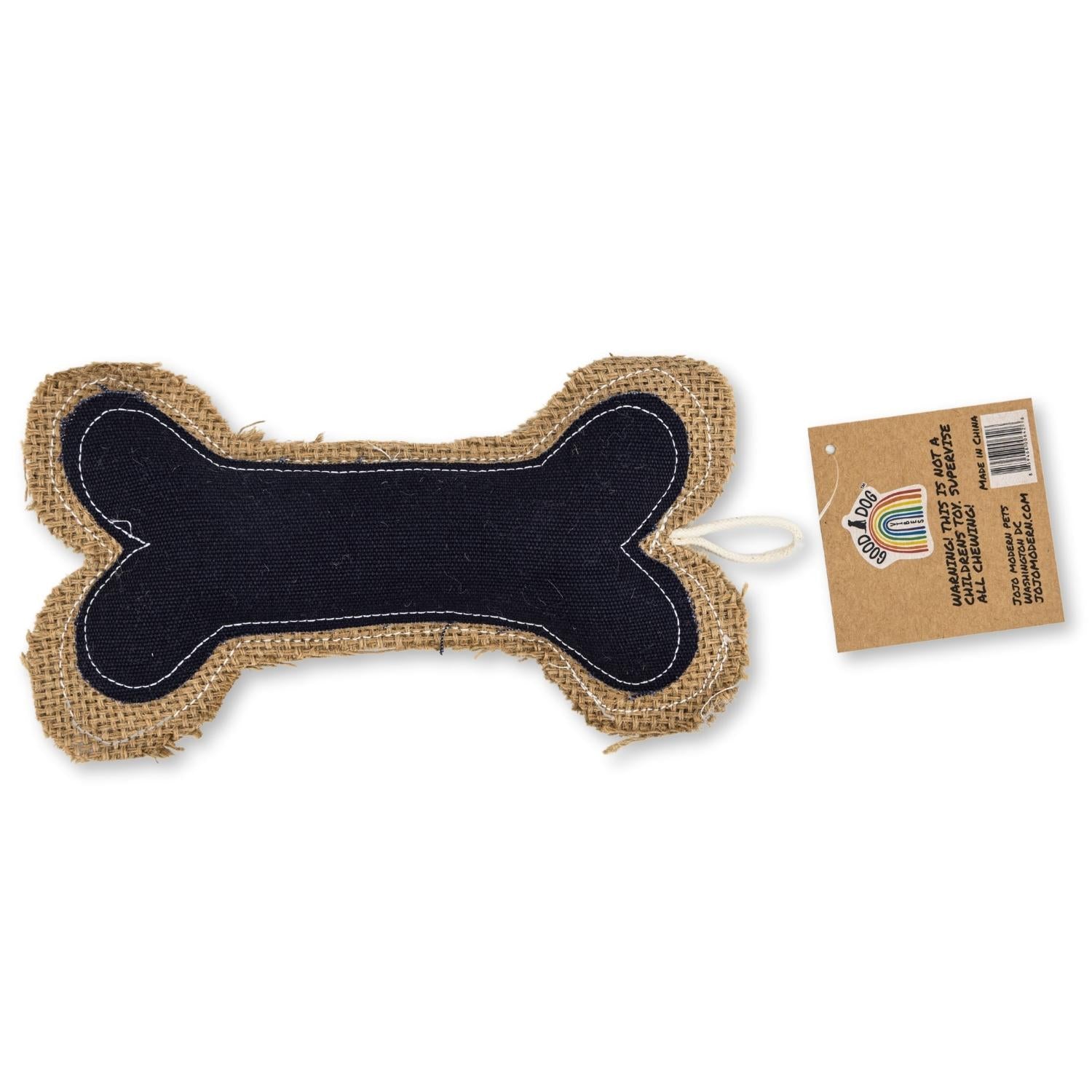 Sustainable Jean Leather-Jute Bone Pillow Dog Chew Toy-3