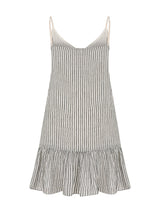 Liv Mini Ruffle Dress - Black Stripes - Sumiye Co