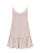 Liv Mini Ruffle Dress - Burgundy Stripes