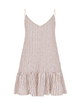 Liv Mini Ruffle Dress - Burgundy Stripes