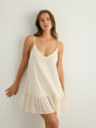 Liv Mini Ruffle Dress - White Stripes - Sumiye Co