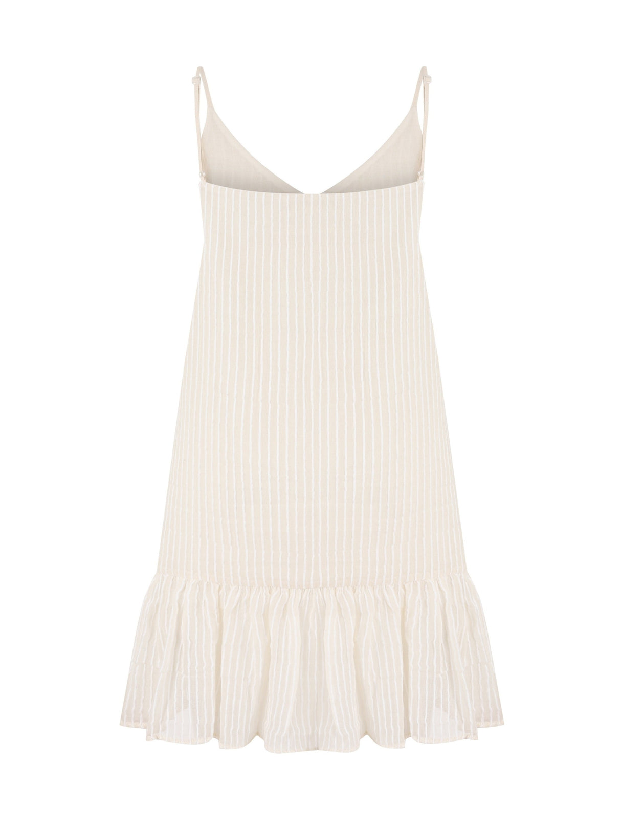 Liv Mini Ruffle Dress - White Stripes - Sumiye Co