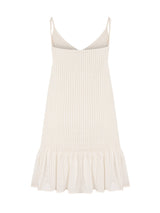 Liv Mini Ruffle Dress - White Stripes - Sumiye Co