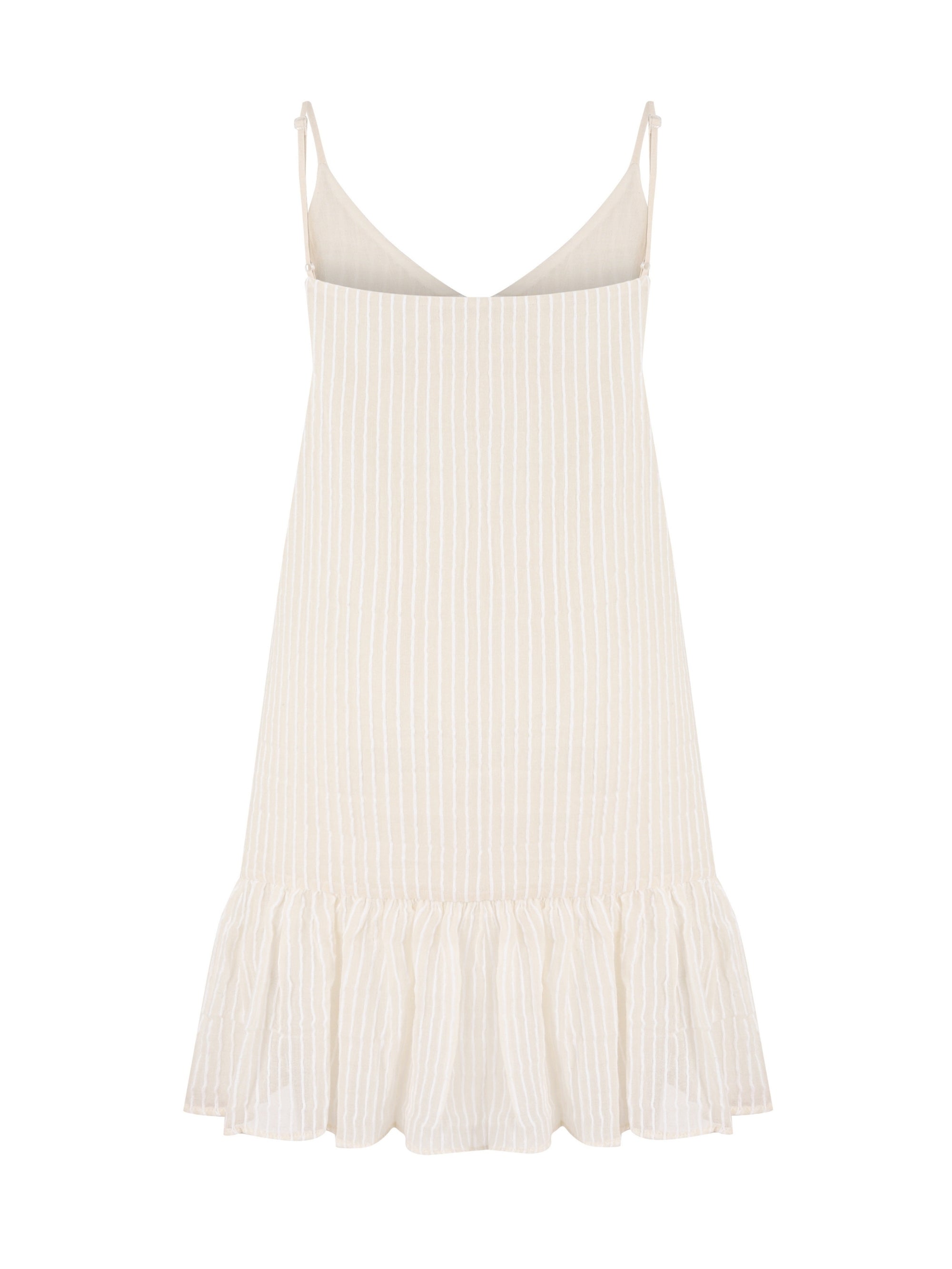 Liv Mini Ruffle Dress - White Stripes - Sumiye Co
