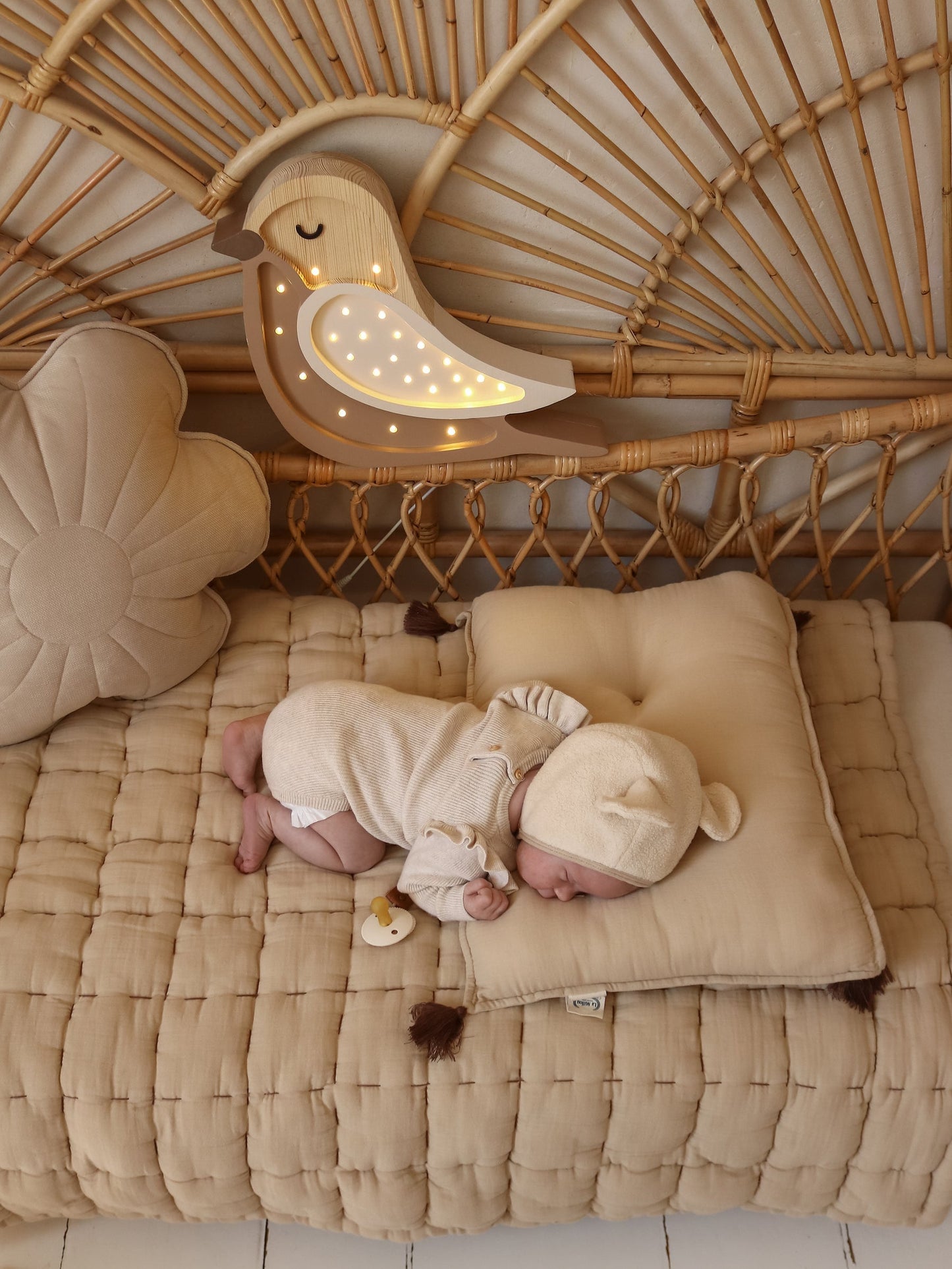 Flower Pillow Velvet "Cream Yucca" | Kids Room & Nursery Decor