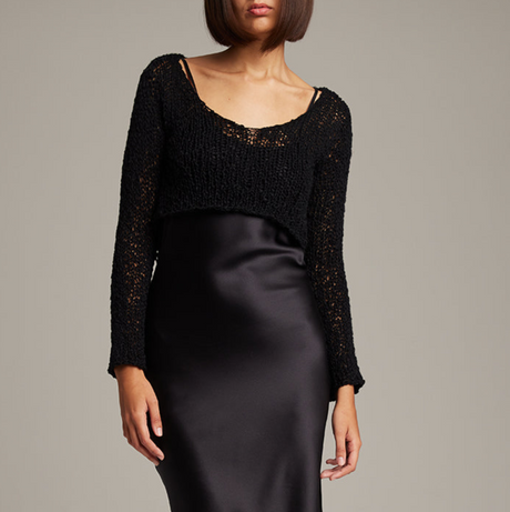 Flammé Loose Knit Cropped Sweater - Sumiye Co