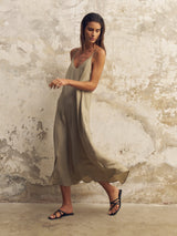 Lucid Flow Maxi Dress - Khaki Green - Sumiye Co