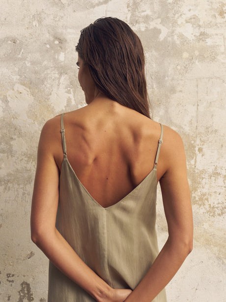 Lucid Flow Maxi Dress - Khaki Green by The Handloom - Sumiye Co