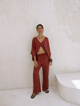 Lucid Knot Top - Burgundy - Sumiye Co