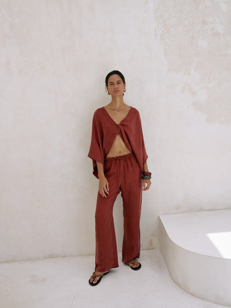 Lucid Knot Top - Burgundy - Sumiye Co