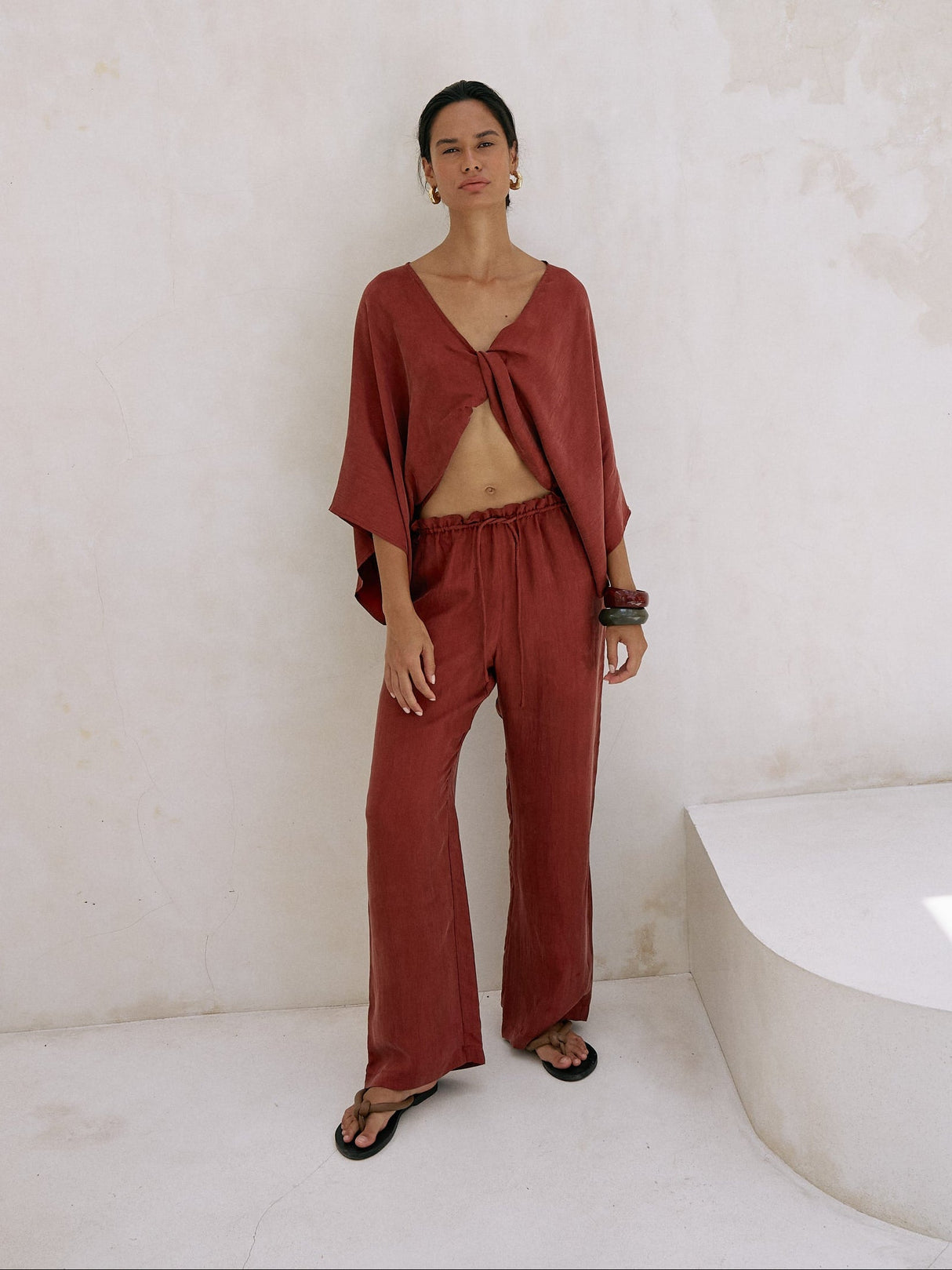 Lucid Knot Top - Burgundy - Sumiye Co