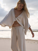 Lucid Flow Tie Pants - Sand - Sumiye Co