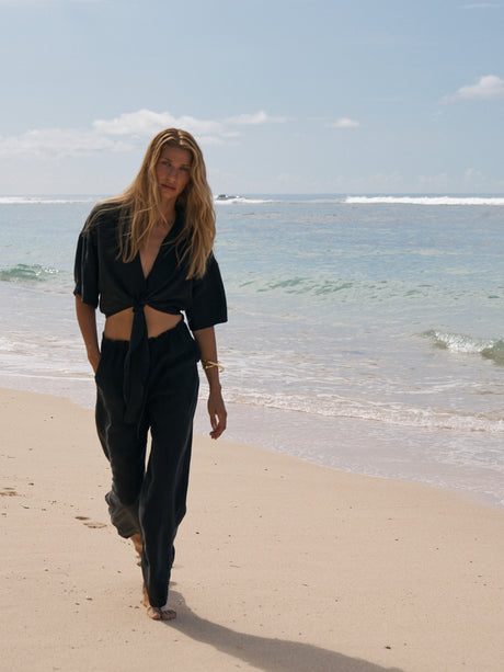 Lucid Flow Tie Pants - Black - Sumiye Co