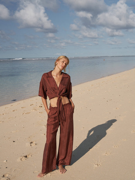 Lucid Tie Shirt - Burgundy - Sumiye Co