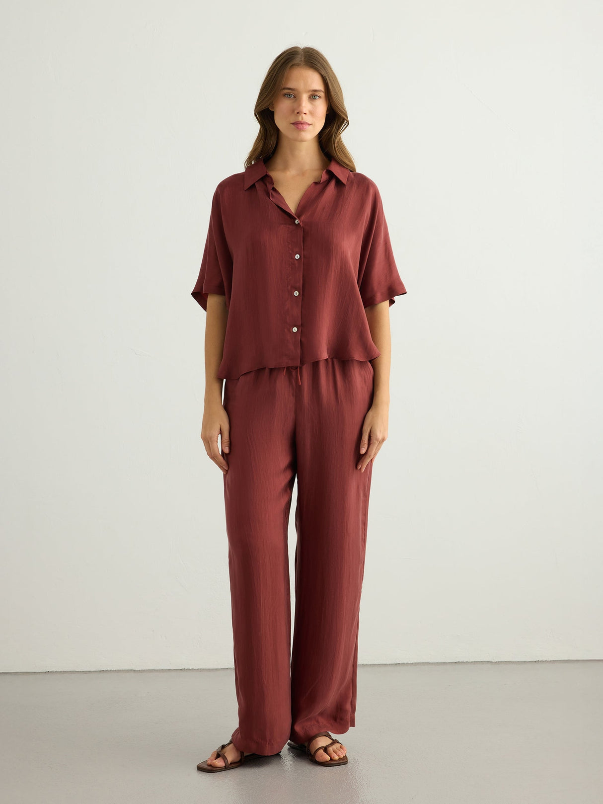 Lucid Flow Shirt - Burgundy - Sumiye Co