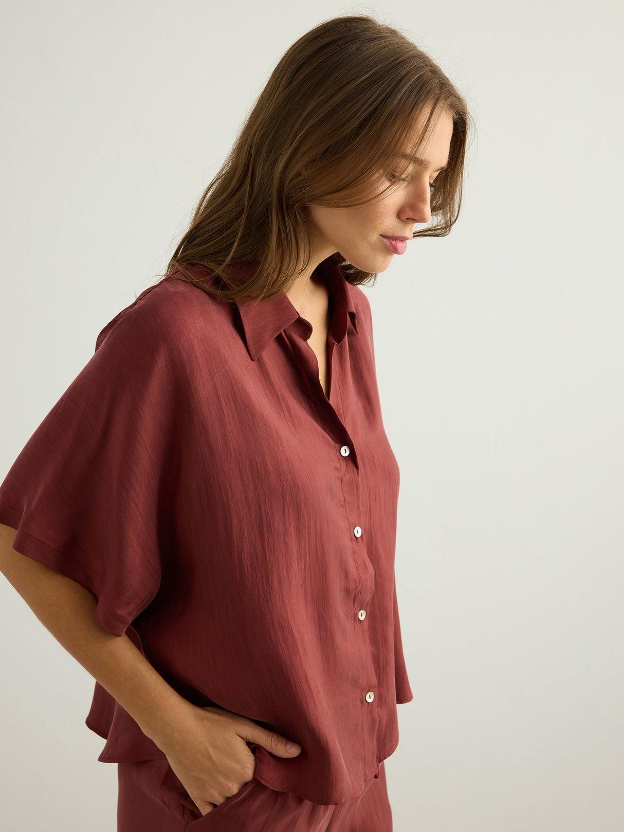Lucid Flow Shirt - Burgundy - Sumiye Co