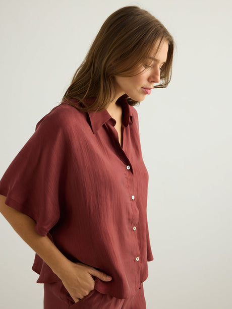 Lucid Flow Shirt - Burgundy - Sumiye Co