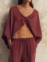 Lucid Flow Tie Pants - Burgundy - Sumiye Co