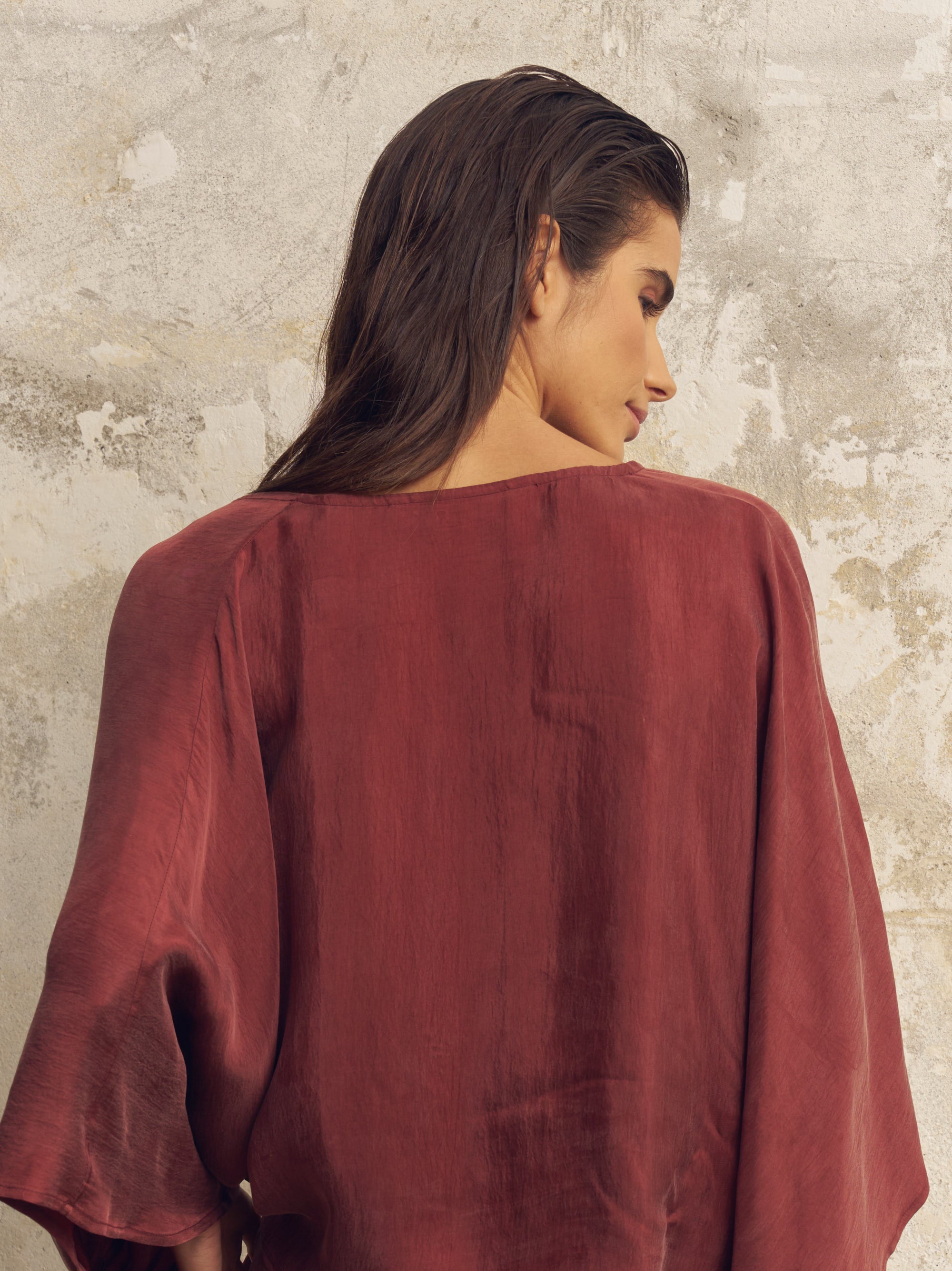 Lucid Knot Top - Burgundy - Sumiye Co