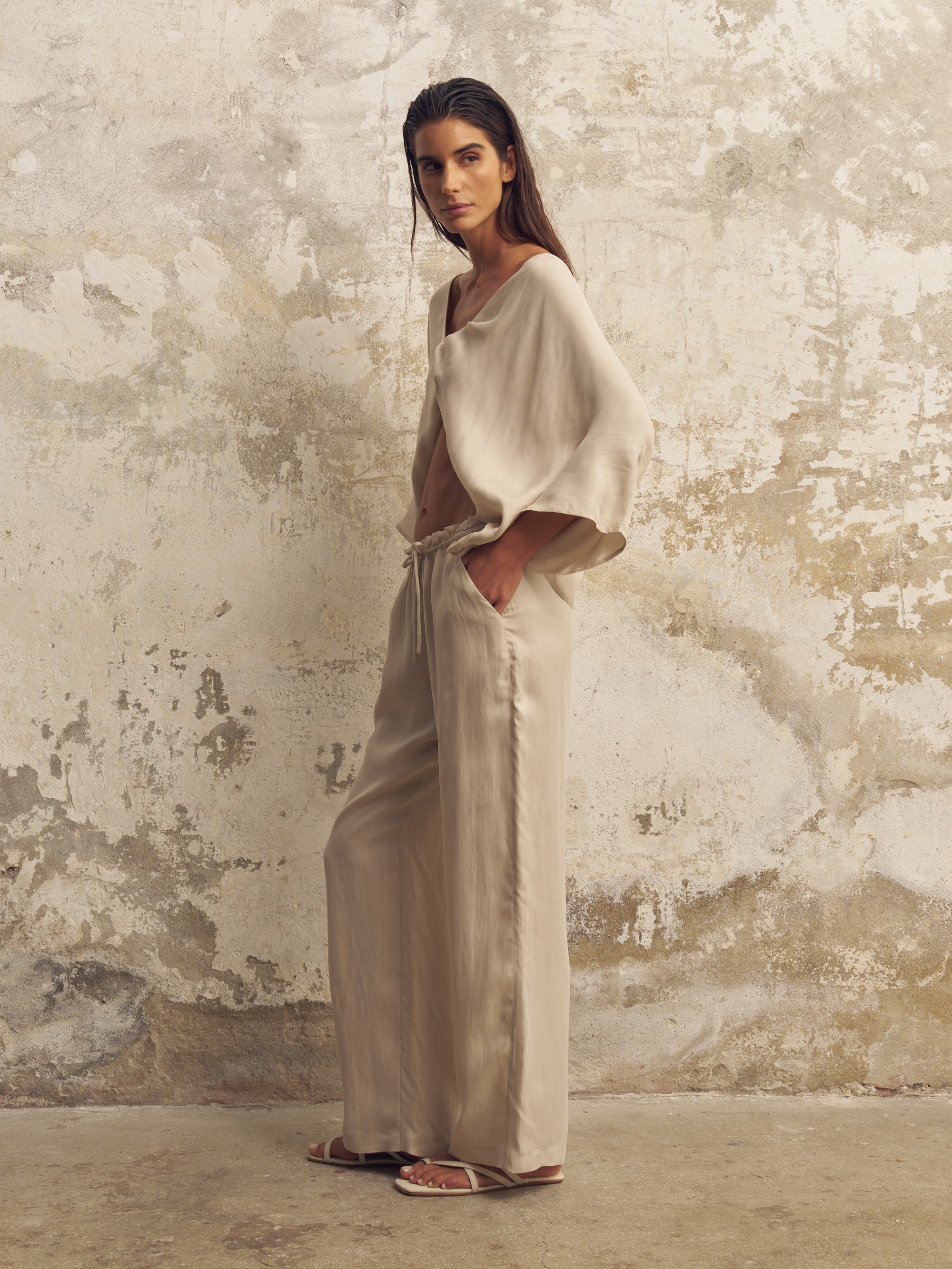 Lucid Flow Tie Pants - Sand - Sumiye Co