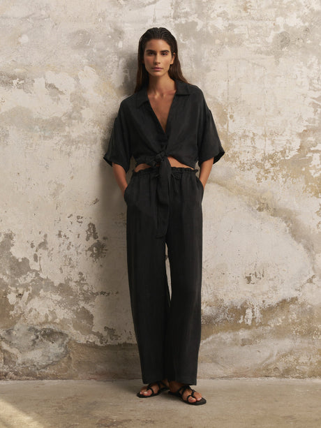 Lucid Flow Tie Pants - Black - Sumiye Co