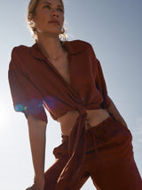 Lucid Flow Tie Pants - Burgundy - Sumiye Co