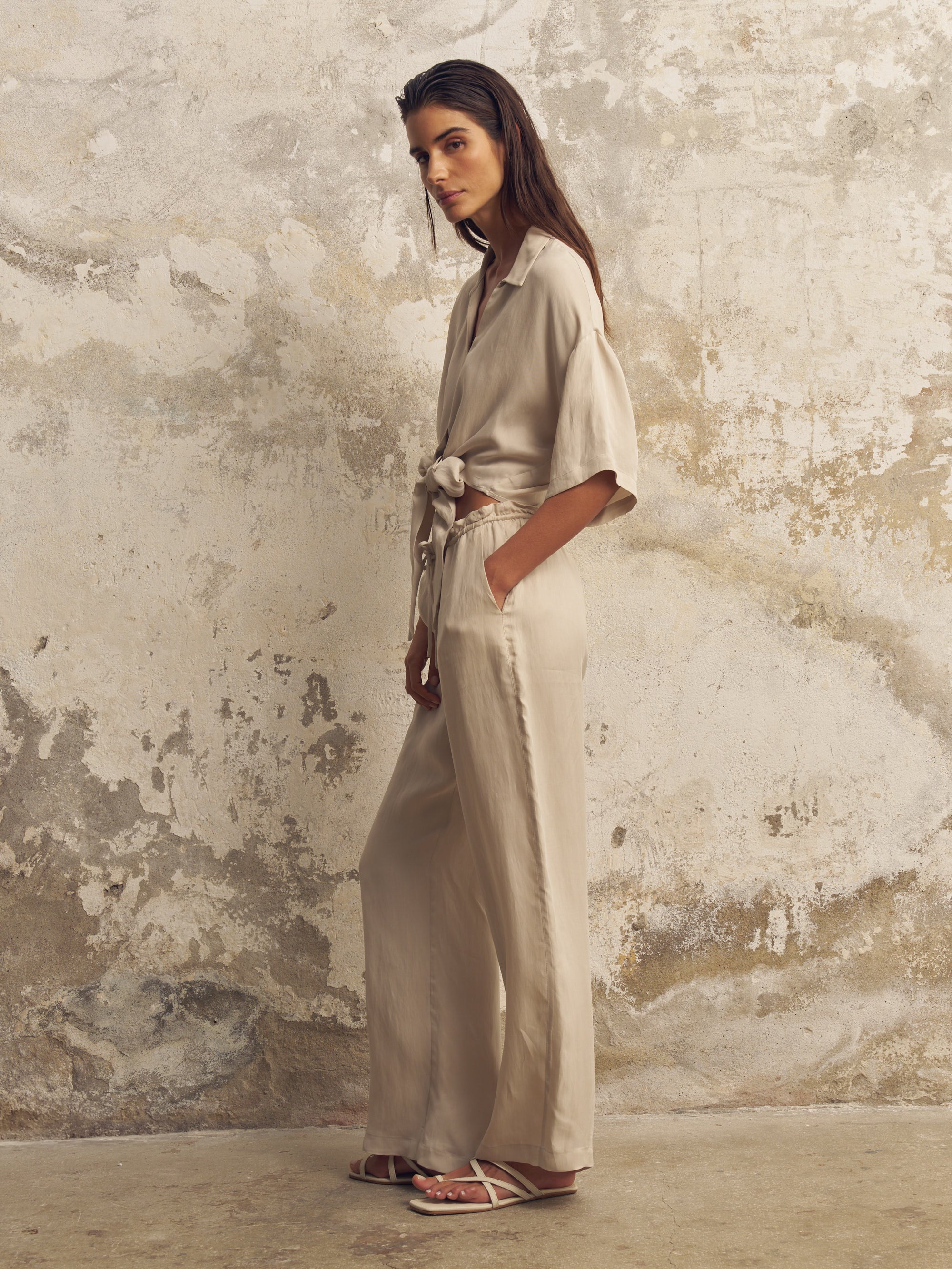 Lucid Flow Tie Pants - Sand - Sumiye Co