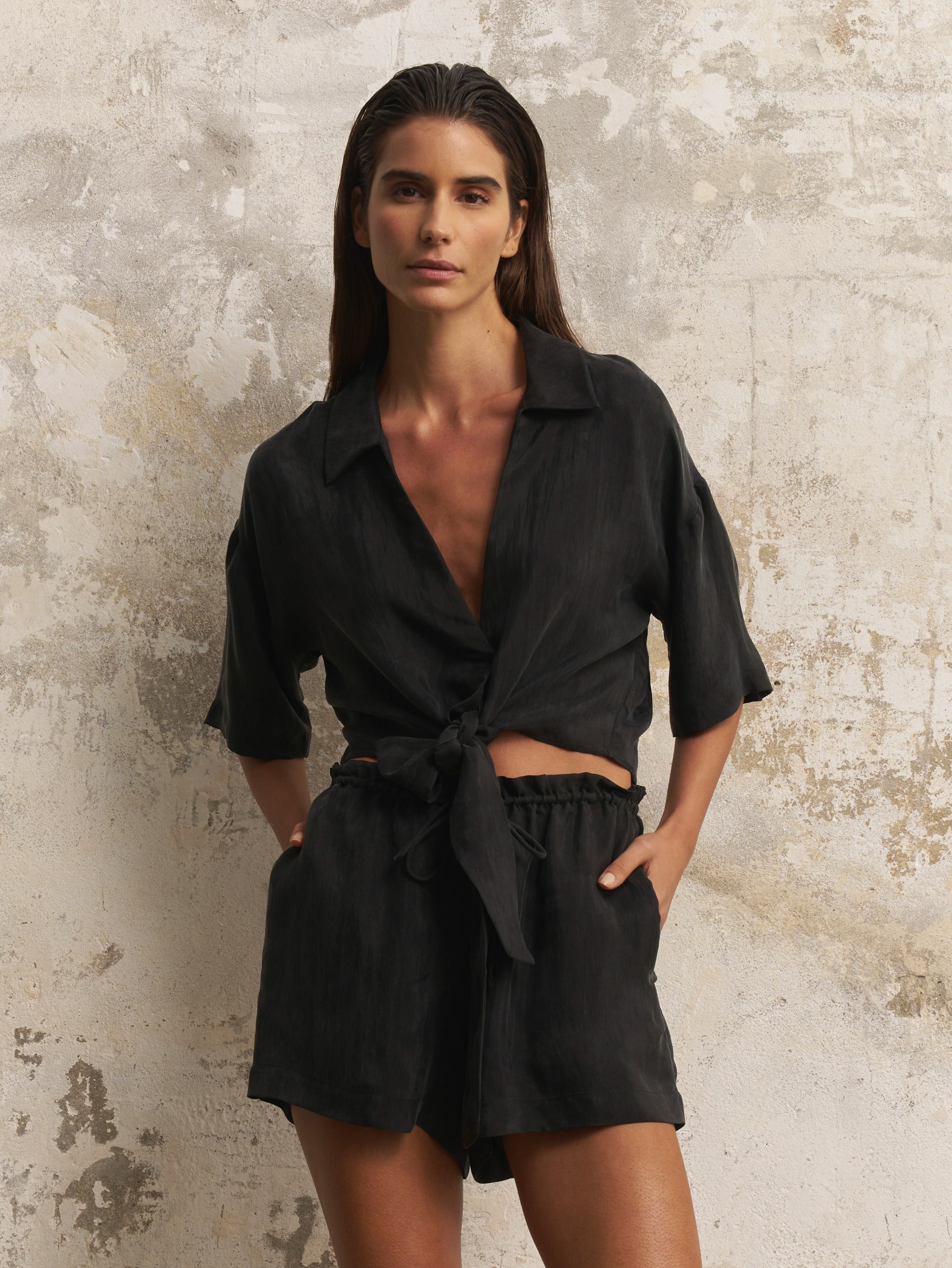 Lucid Flow Tie Shorts - Black - Sumiye Co