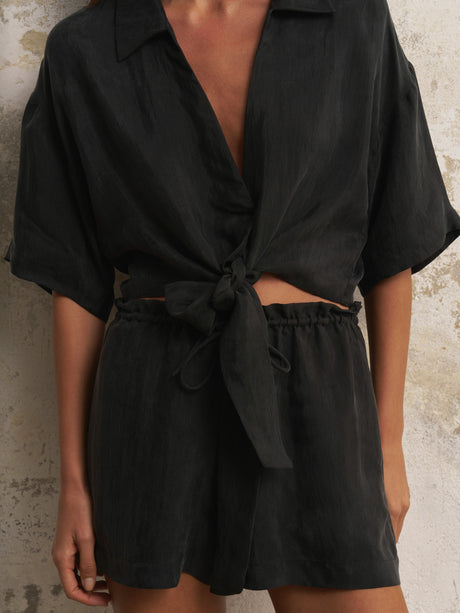 Lucid Flow Tie Shorts - Black - Sumiye Co