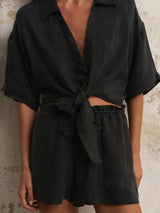 Lucid Flow Tie Shorts - Black - Sumiye Co