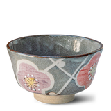 Gray with Flowers Ceramic Matcha Bowl, Bamboo Matcha Whisk & Whisk Holder Set - Sumiye Co