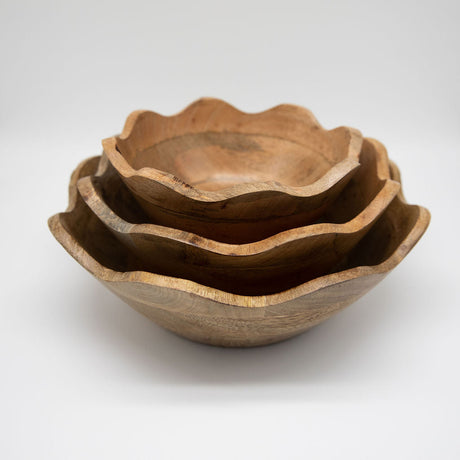 Scalloped Mangowood Bowls - Sumiye Co