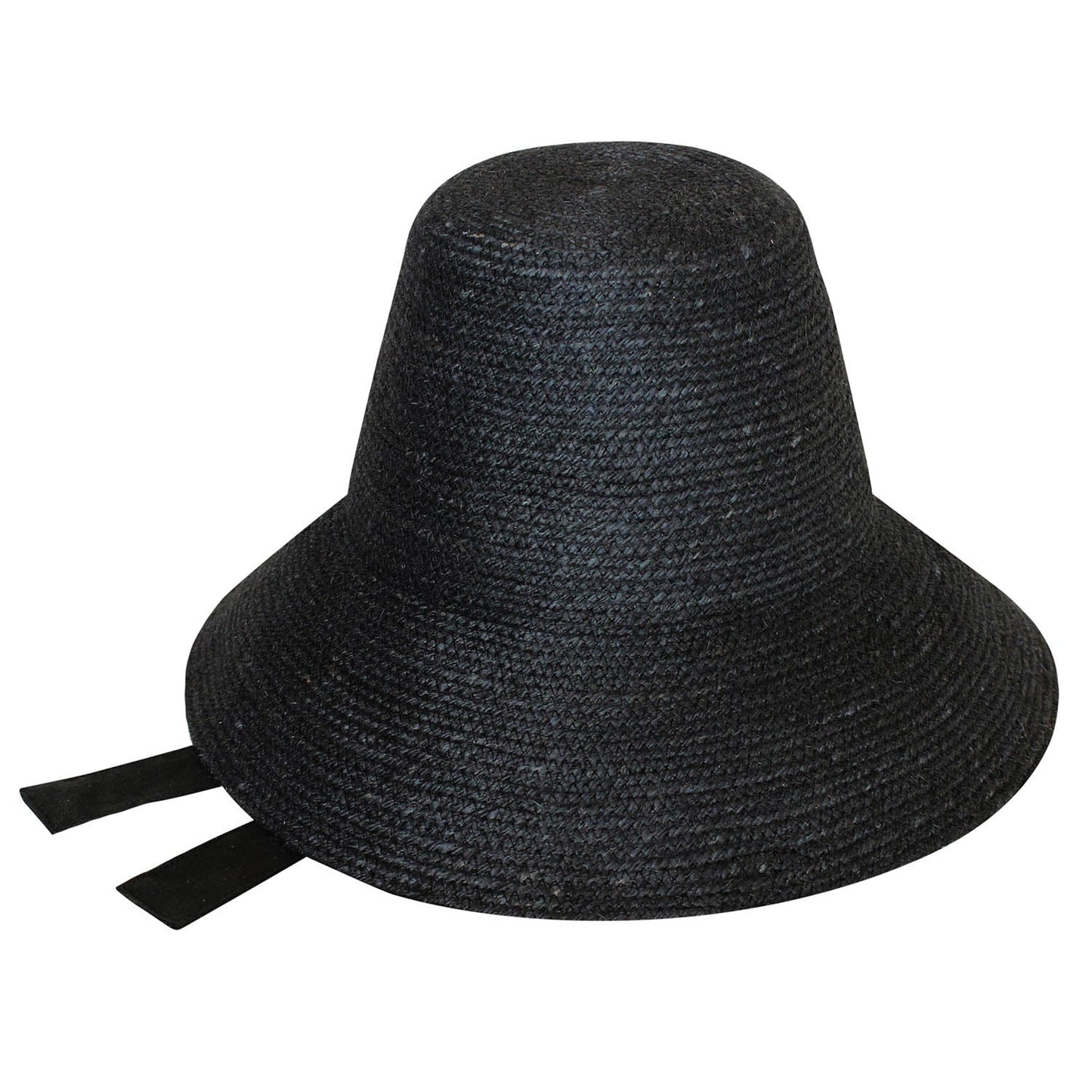 Jute Straw Hat In Black