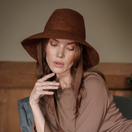 MEG Jute Straw Hat In Burnt Sienna - Sumiye Co