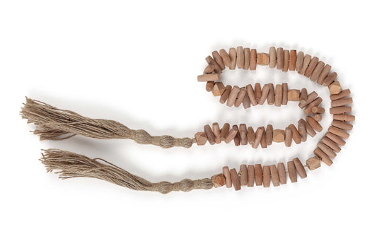Wooden Oval Beads Garland with Jute Tassel-39inch (Set of 3) by The Artisen