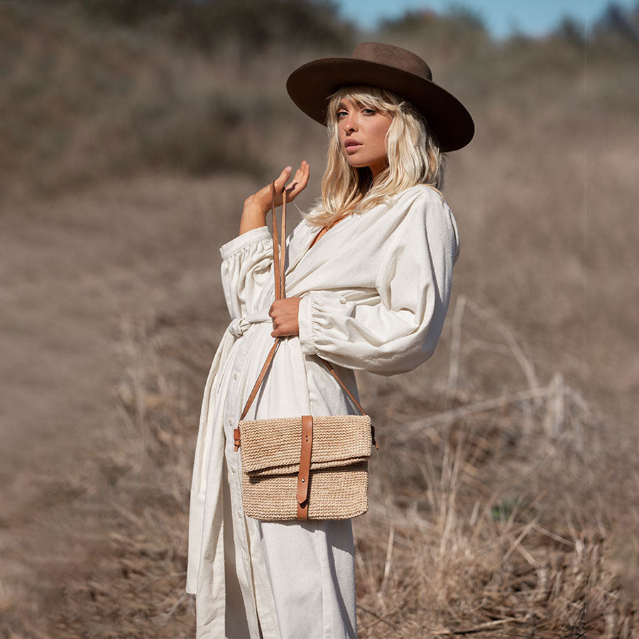 Rosa Woven Satchel Bag | Natural by Made by Minga