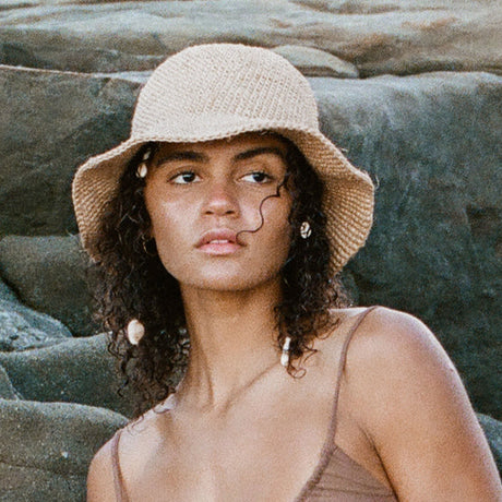Summer Bucket Hat - Crocheted Natural by Made by Minga - Sumiye Co