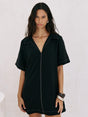 Mae Popover Mini Dress - Black - Sumiye Co