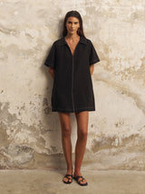 Mae Popover Mini Dress - Black - Sumiye Co