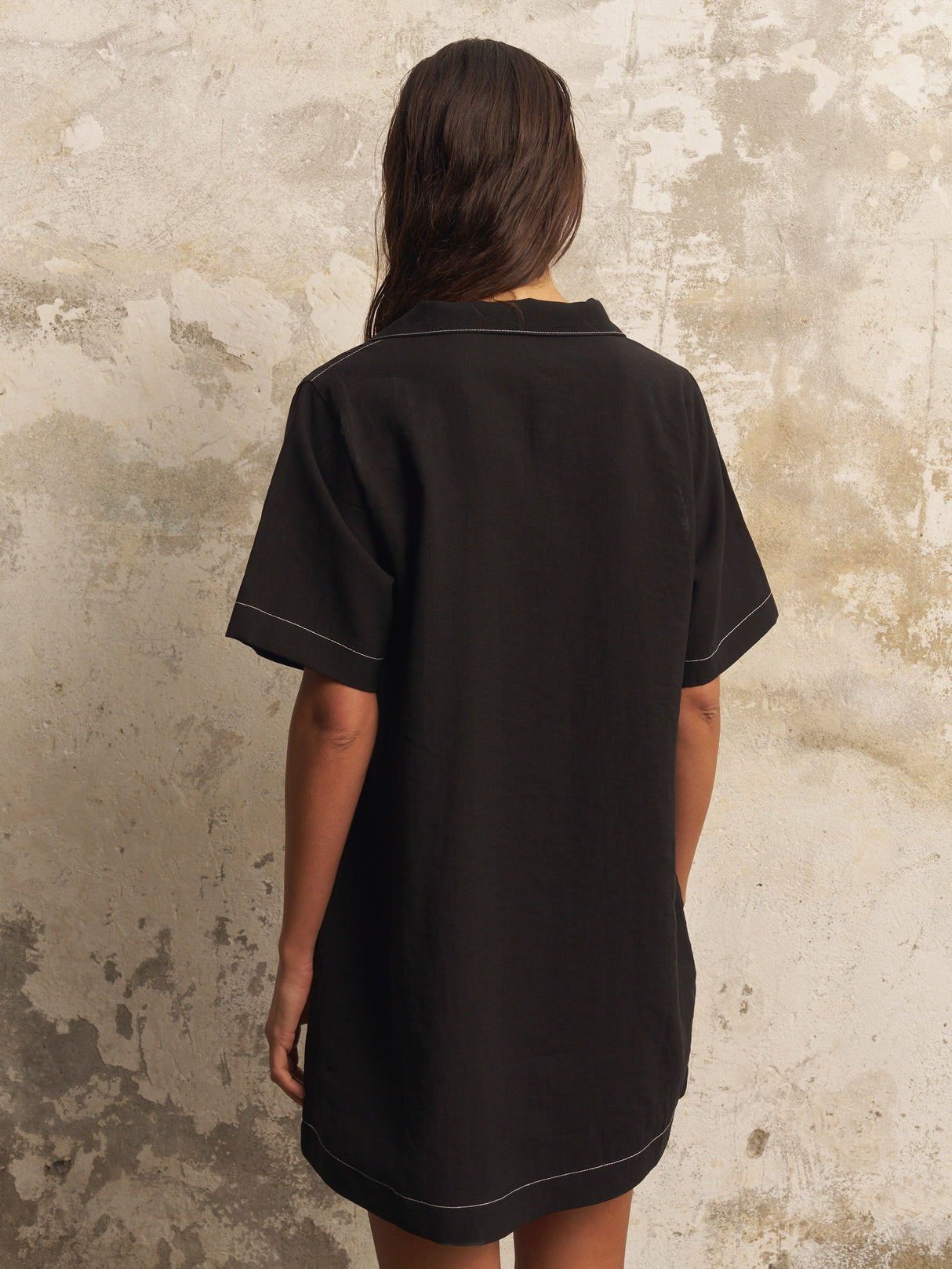 Mae Popover Mini Dress - Black - Sumiye Co