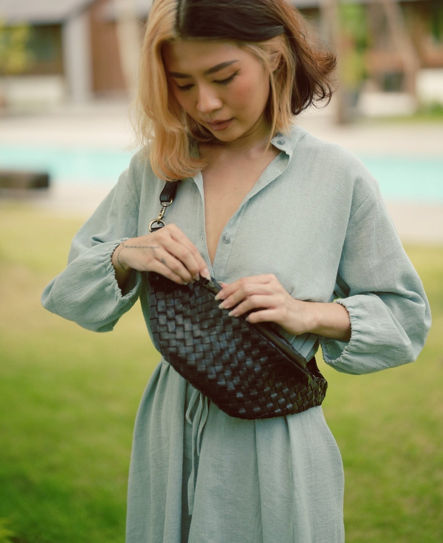 Makayla Handwoven Leather Fanny Pack
