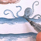 ORGANIC SWADDLE SET - LIFE'S A BEACH (Under The Sea + Blue Octopus Stripe)-4