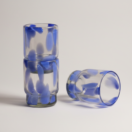 Marta Stackable Glass Blue & Clear - Set of 4 - Sumiye Co