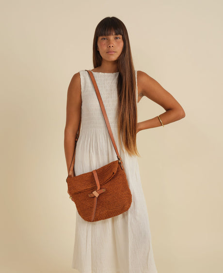 Carmen Woven Crossbody Bag | Orange by Made by Minga - Sumiye Co